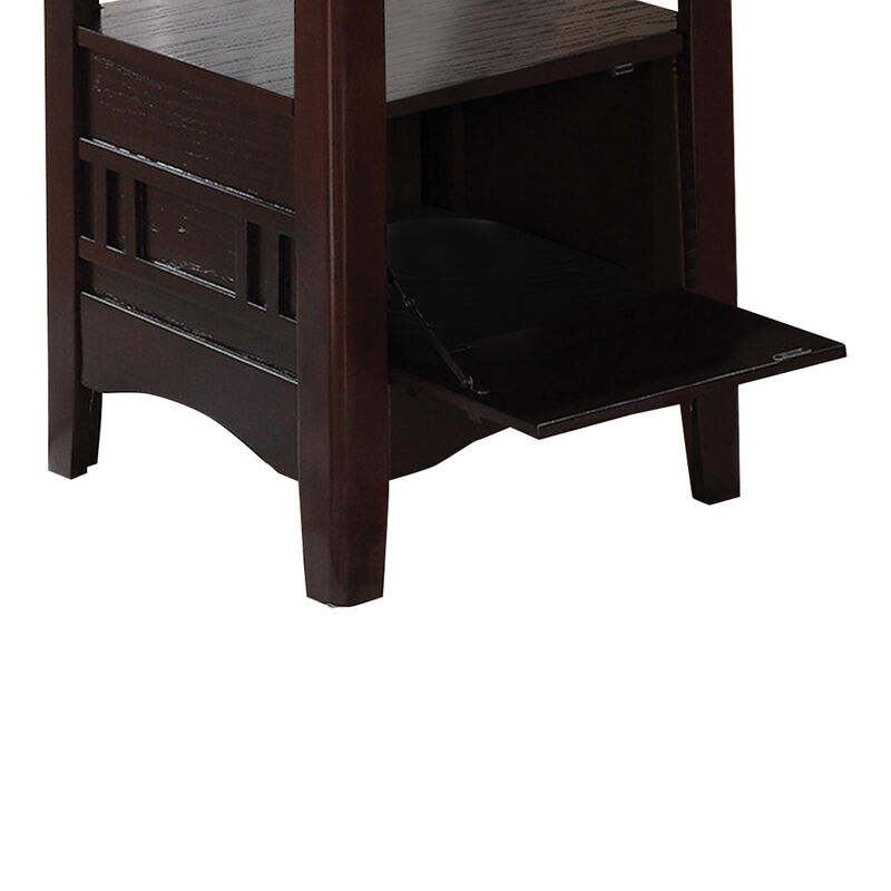 Wooden Dining Table With Storage Compartment, Espresso Brown-Benzara