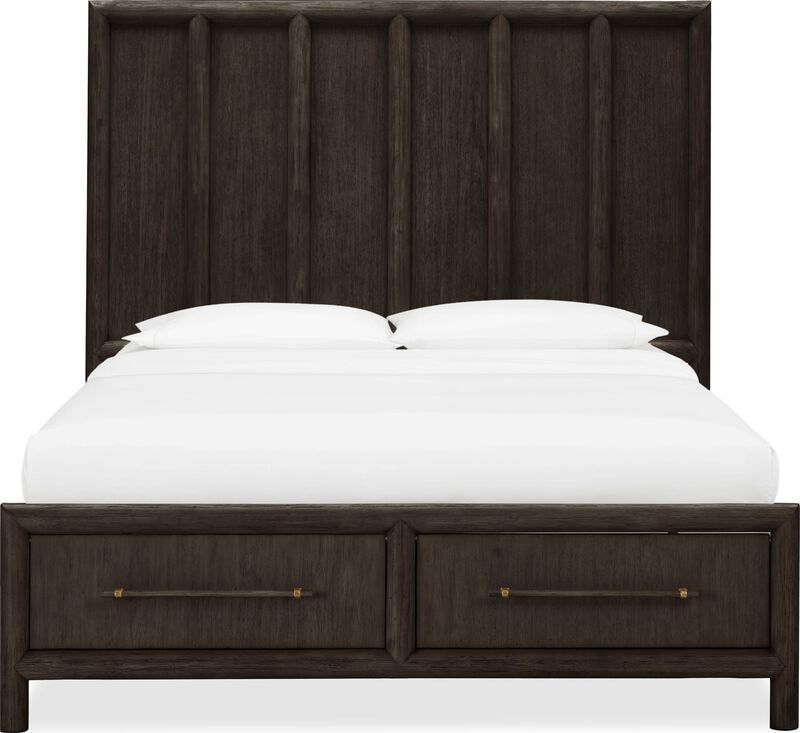 Dorsey California King-size Wooden Two Drawer Storage Bed in Basalt Grey