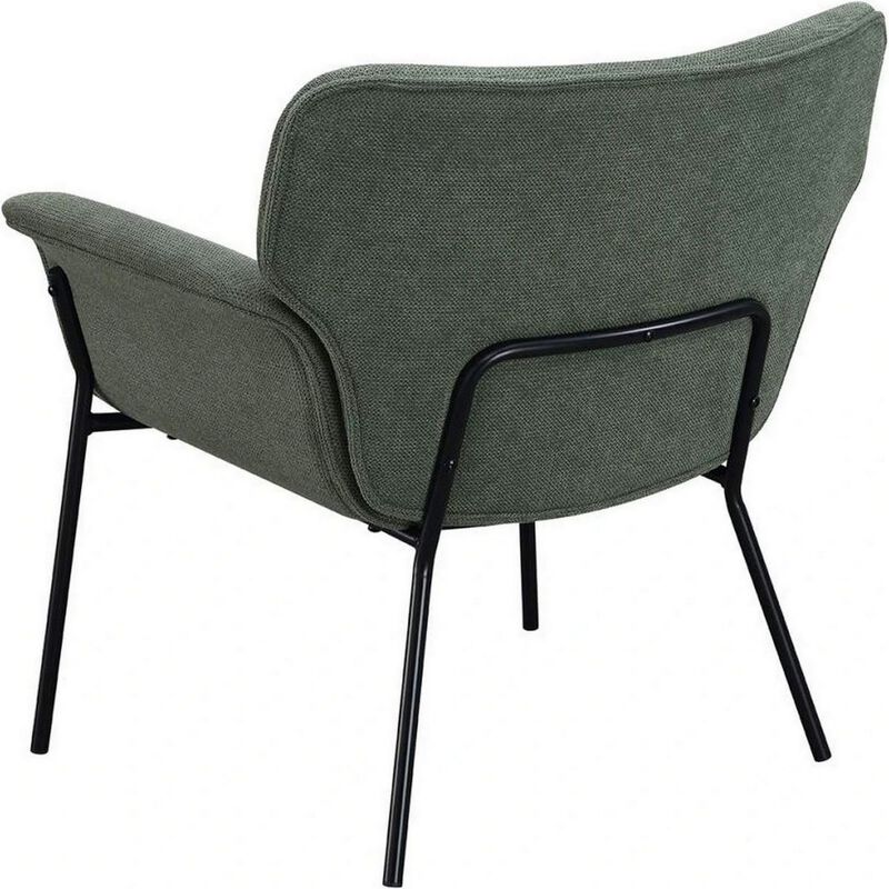 Leah 32 Inch Accent Chair, Woven Fabric Upholstery, Angled Metal Legs, Ivy-Benzara