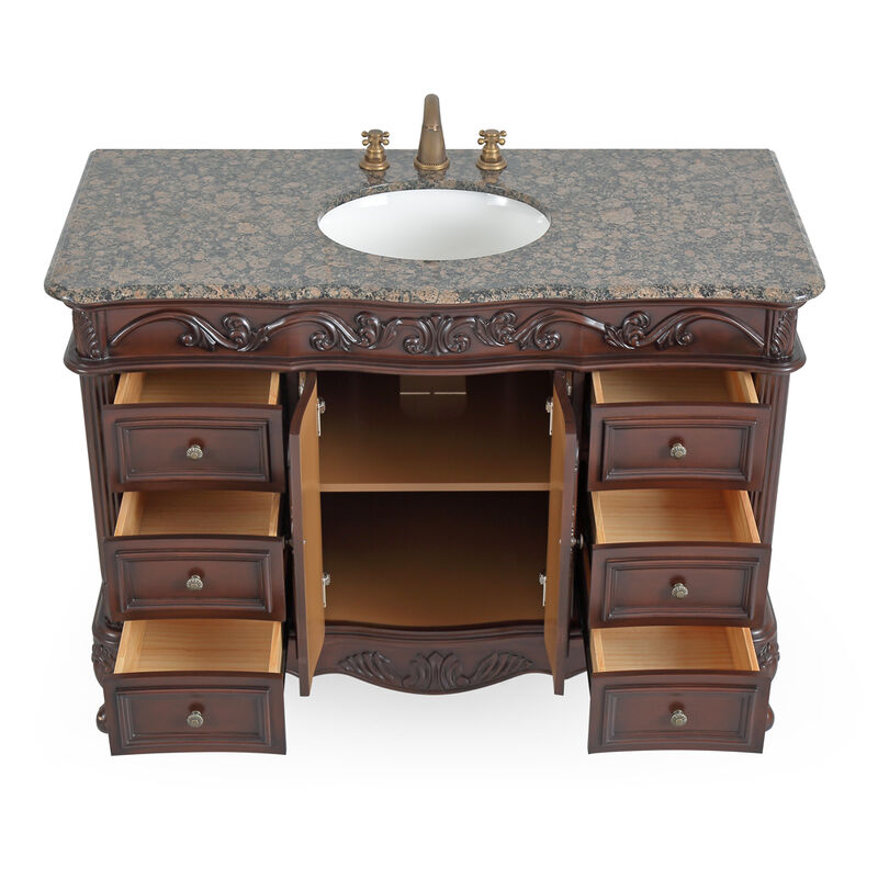 48 Inch Cherry Brown Traditional Style Single Sink Baltic Brown Countertop Beckham Bathroom Vanity image number 2