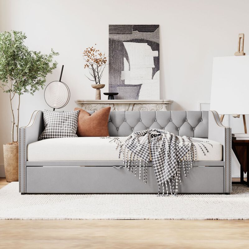 Musvi Pop Up Trundle Upholstered Daybed image number 2
