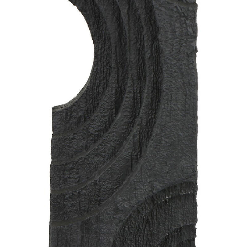 Tabletop Decor, Pillar Candle Stand, Geometric Cutouts, Black Resin 21 Inch image number 6