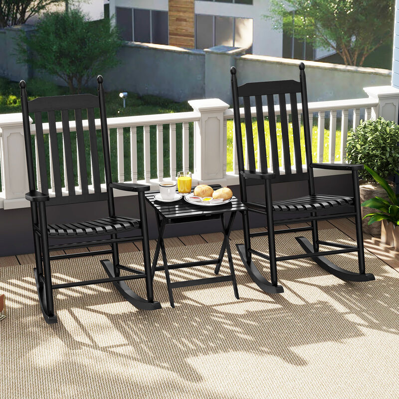 High-Back Outdoor Rocking Chair with Sturdy Rocking Base for Patio & Porch