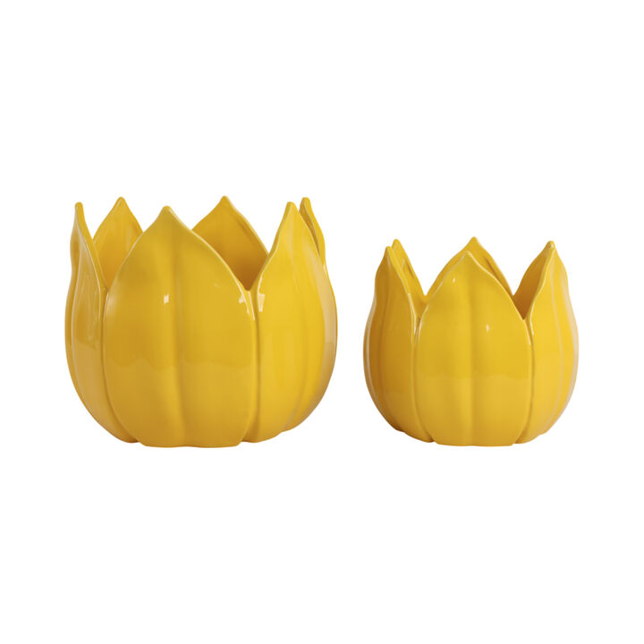 9/12" Yellow Petal Planter S/2
