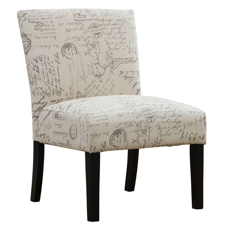 Streamdale English Letter Print Fabric Armless Contemporary Accent Chair