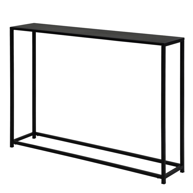 Eme 38 Inch Console Sofa Table, Rectangular Top, Modern Black Metal Frame