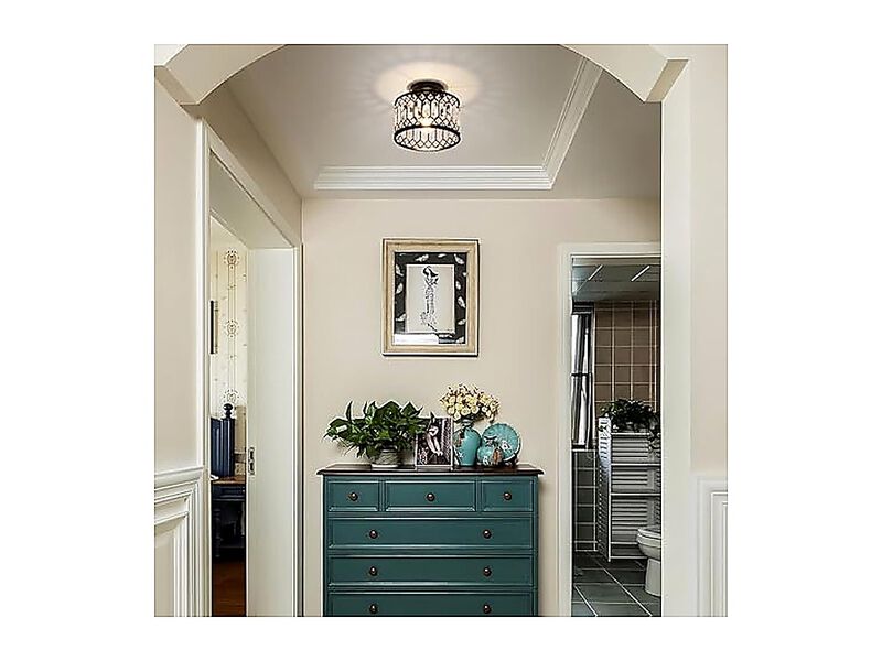 Crystal Ceiling Light Fixture Modern Semi Flush Mount Chandelier Kitchen Bedroom image number 3