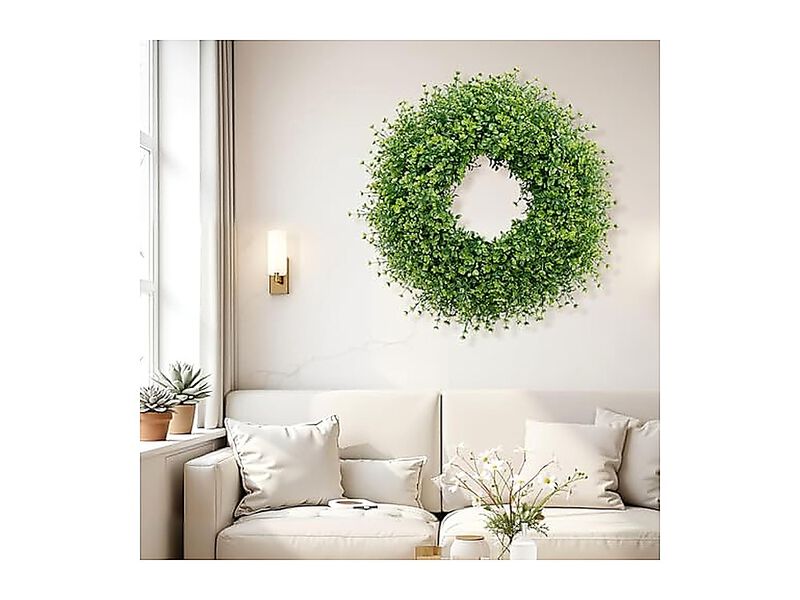 28 Inch Large Boxwoods Wreaths Front Door Artificial Green Leaves Greenery Decor image number 2