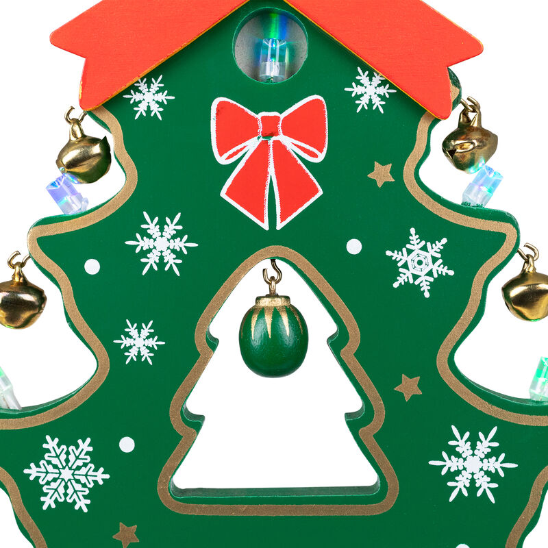 11.25" Red and Green Christmas Tree Cut-Out with Miniature Ornaments Tabletop Decoration image number 5