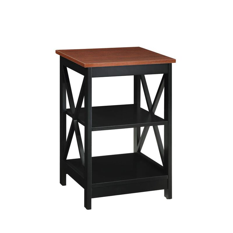 Convience Concept, Inc. Oxford End Table with Shelves Cherry/Black
