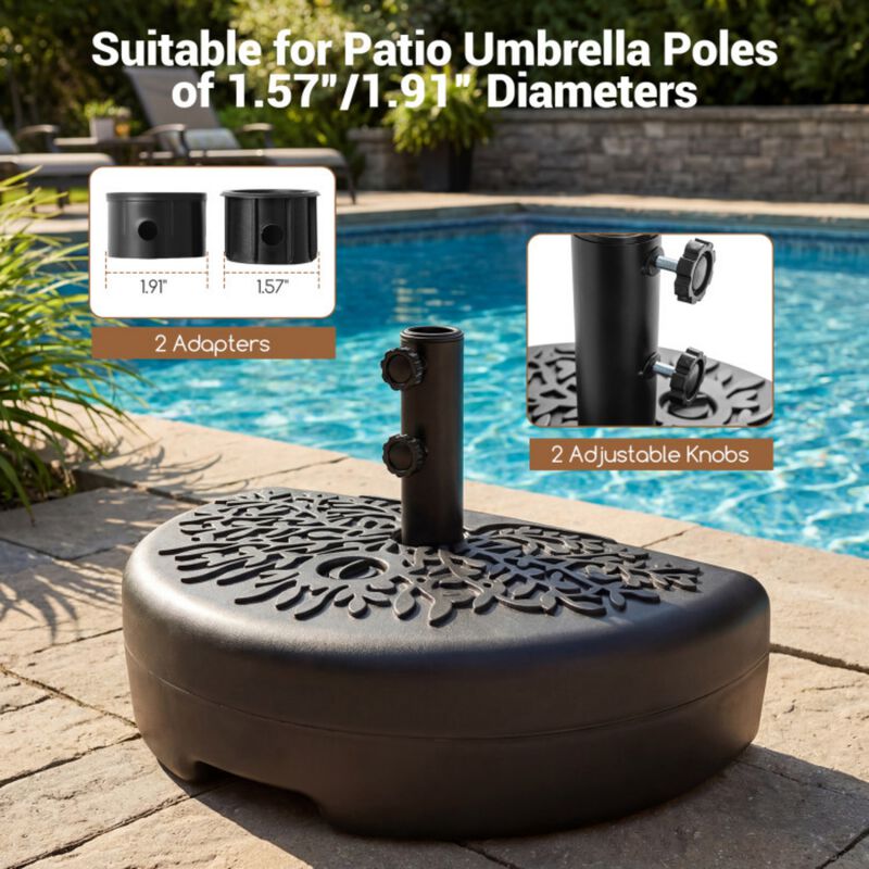 55 LBS Half Round Patio Umbrella Base  for Deck Lawn Poolside image number 5