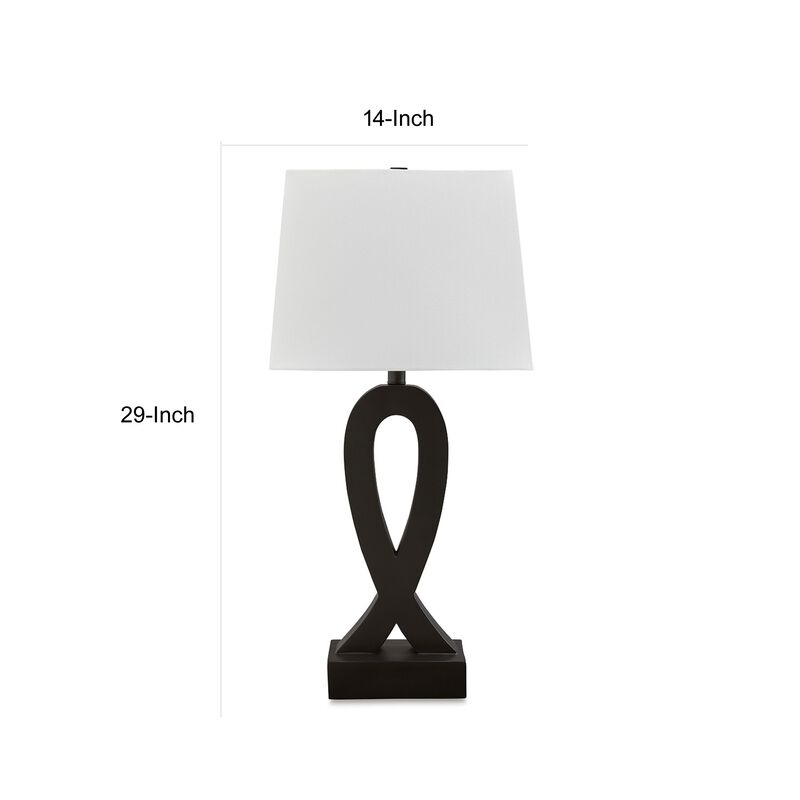 29 Inch Table Lamp Set of 2, Black Sculptural Solid Base, Empire Hardback - Benzara