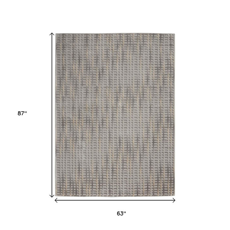 HomeRoots 5' X 7' Beige And Gray Abstract Indoor Outdoor Area Rug image number 2