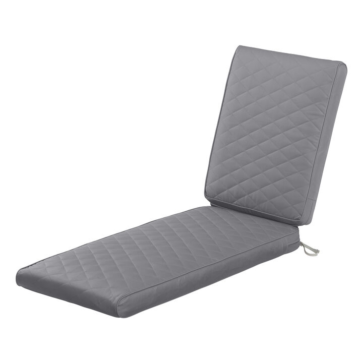Classic Accessories Montlake FadeSafe Water-Resistant 80 x 26 x 3 Inch Outdoor Quilted Chaise Lounge Cushion, Patio Furniture Cushion, Grey, Chaise Lounge Cushions Outdoor, Lounge Chair Cushion