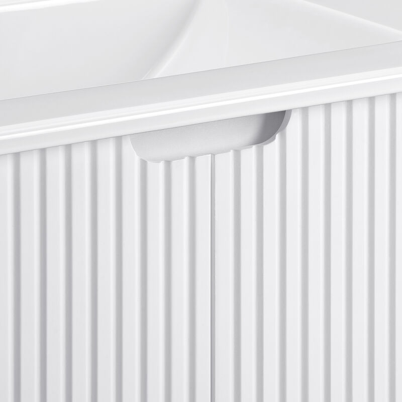 17.72 in. W x 23.62 in. D x 18.7 in. H Single Sink Bath Vanity with Recessed Handles with White Ceramic Top