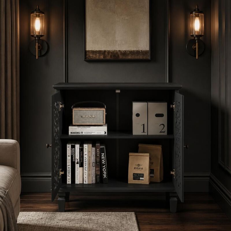 Hollow-Carved 2-Door Accent Cabinet image number 2
