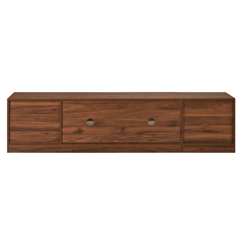 Merax Retro TV Stand with Fluted & Glass Doors, LED Lighting, 2 Adjustable Shelves image number 0