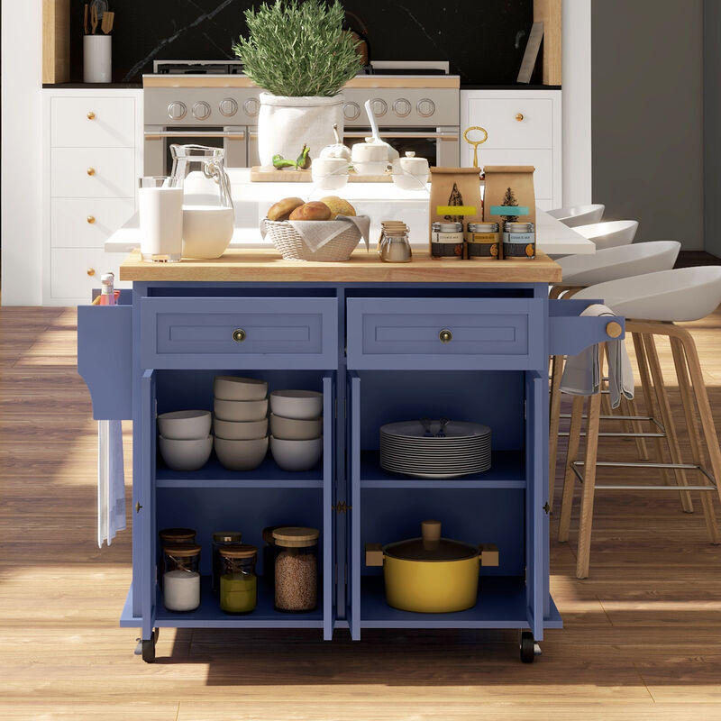 Hivvago Kitchen Island Cart on Wheels with Storage and Drawers image number 7