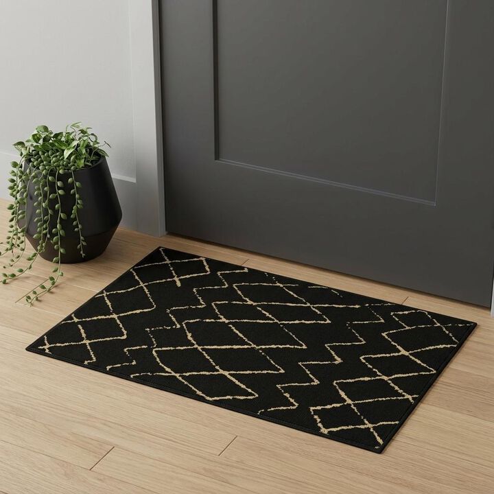 HomeRoots Abstract Power Loom Distressed Area Rug