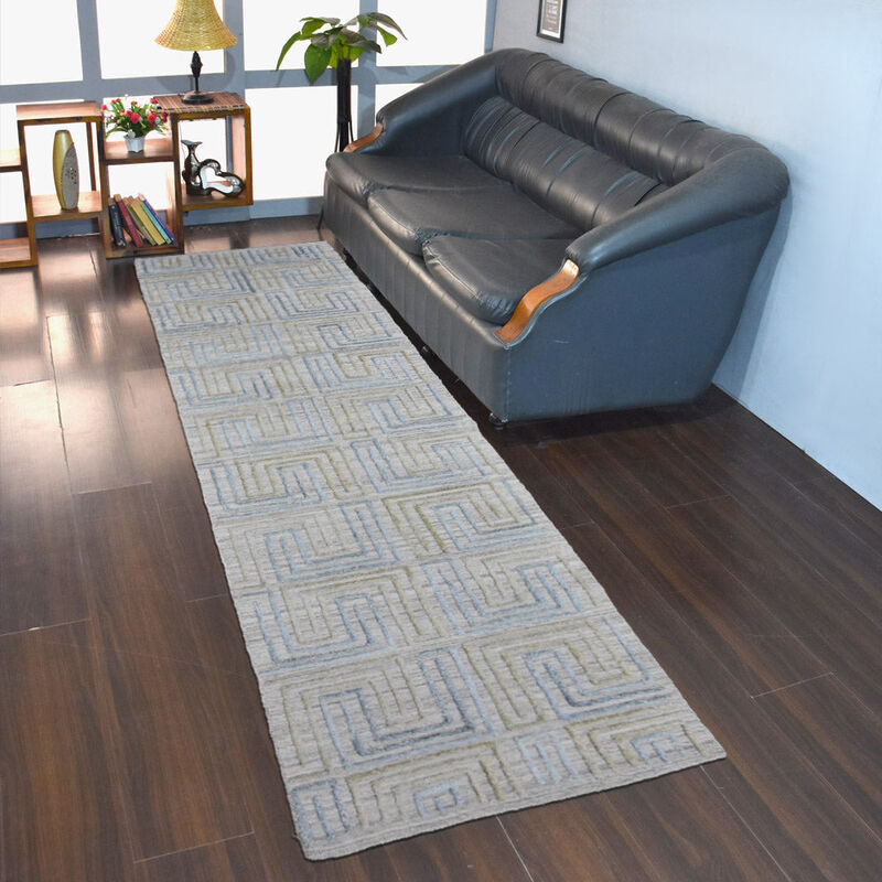RUGSOTIC CARPETS HAND WOVEN FLAT WEAVE KILIM POLYESTER ECO-FRIENDLY AREA RUGS  - Runner Shape, Geometric Modern Design, Low Pile  Handmade Area Rugs (DP0005) image number 1