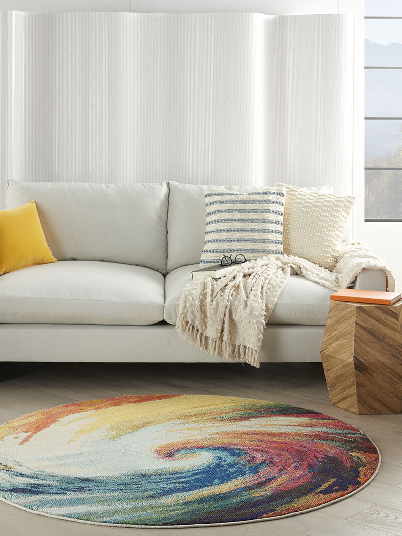 Celestial CES07 Wave 5'3" x Round Rug