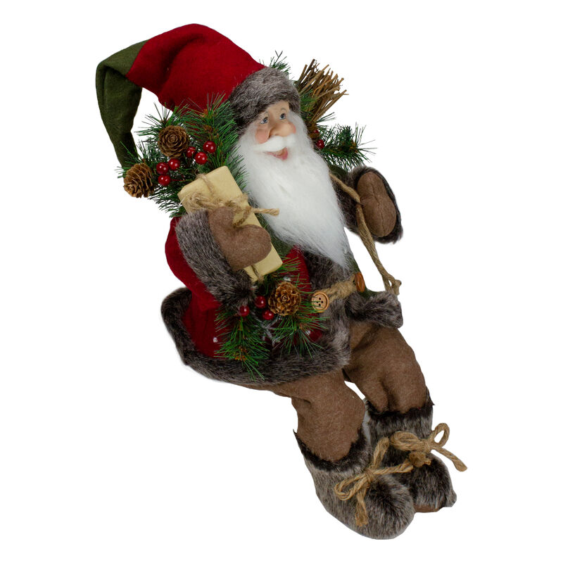16" Country Rustic Santa Claus with Snowflake Jacket Sitting Christmas Figure image number 3