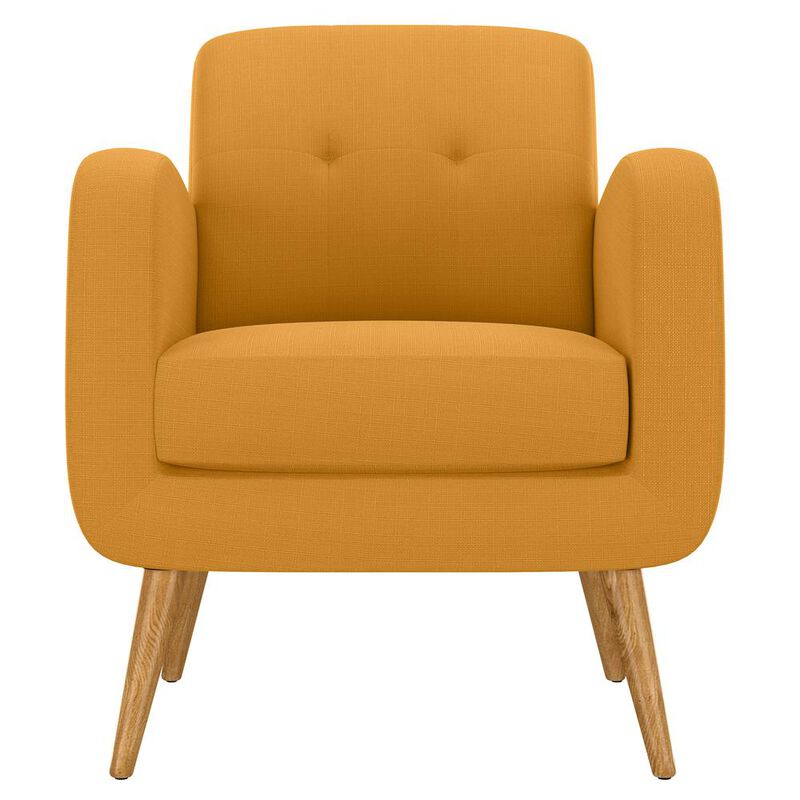 HL Home Furnishings Armchair in Mustard Yellow Linen with Natural Legs