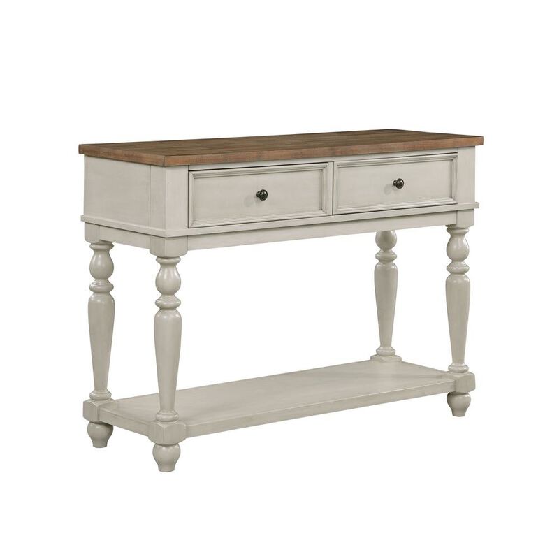 Furnifact White Rustic Sideboard Solid Wood Vintage Console Table With Drawers image number 3