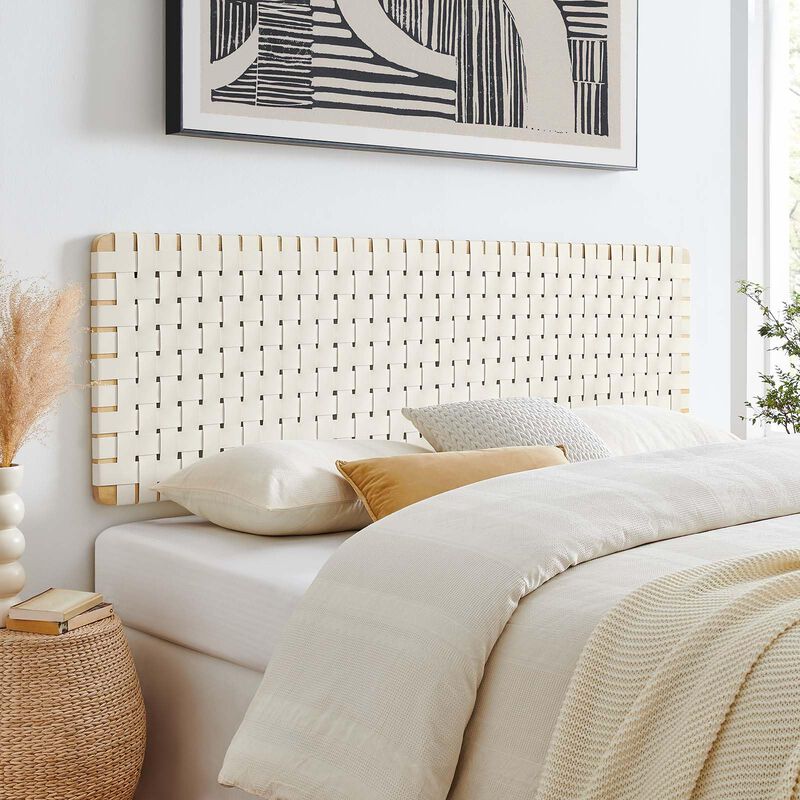 Sparta Weave Wall-Mount Vegan Leather King Headboard image number 1