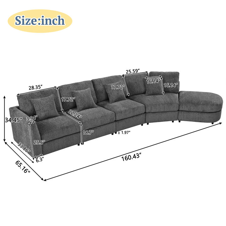 Merax Oversized Curved Sectional Sofa with Deep Seats, High-Density Foam & Pocket Springs
