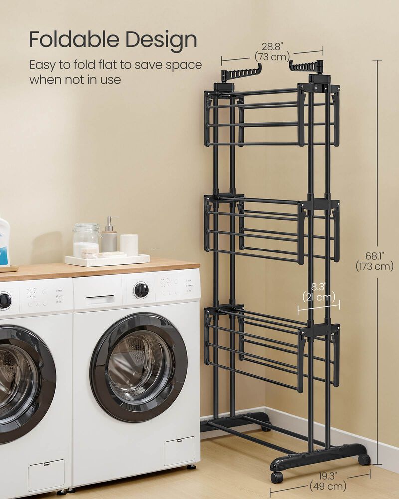 Vertical Clothes Drying Rack with 4 Tiers – Collapsible Laundry Stand for Towels and Garments