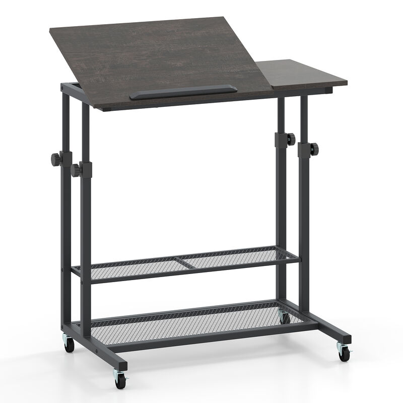 Rolling Standing Desk with Height Adjustment and Tilt Function Tabletop image number 0