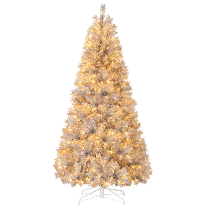 Artificial Christmas Tree with Lush Branch Tips & Built-In LED Lights for Festive Holiday D&eacute;cor