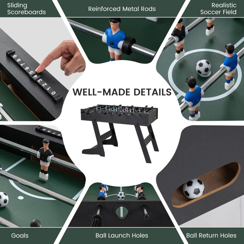 Folding Soccer Foosball Table for Family Game Room and Home Entertainment image number 3