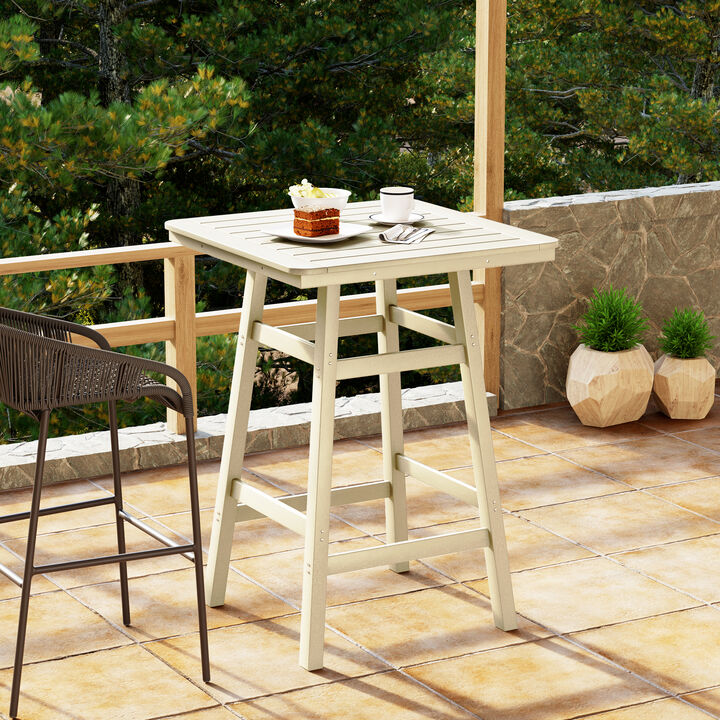 WestinTrends Square Outdoor Patio Bistro Bar Table With Umbrella Hole