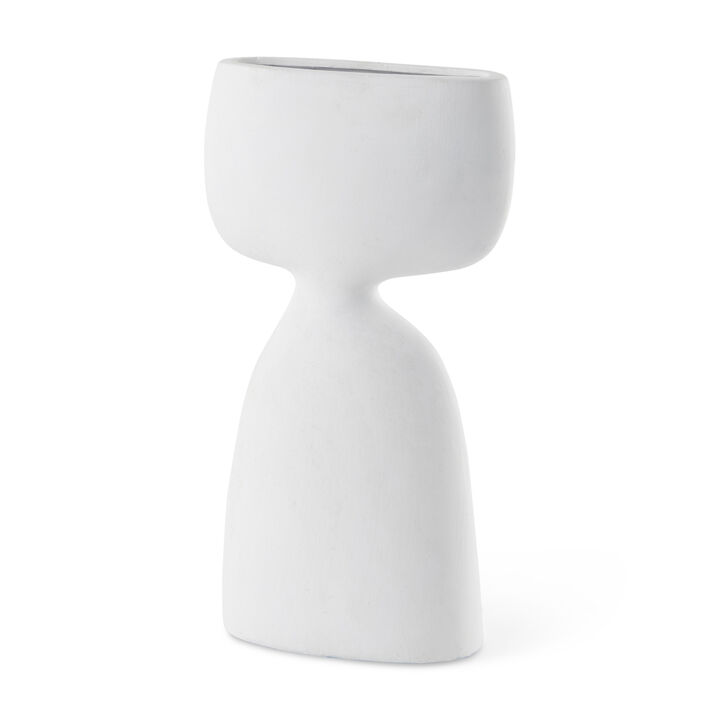 HomeRoots 12" White Ceramic Sculptural Table Vase