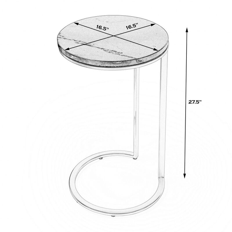 Marble Round End Table, Elegant Side Table for Living Room, Bedroom, or Entryway