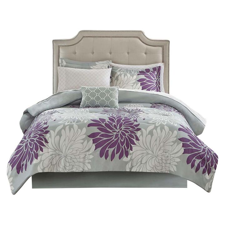 Gracie Mills Willie 9-Piece Floral Comforter Set with Cotton Sheets