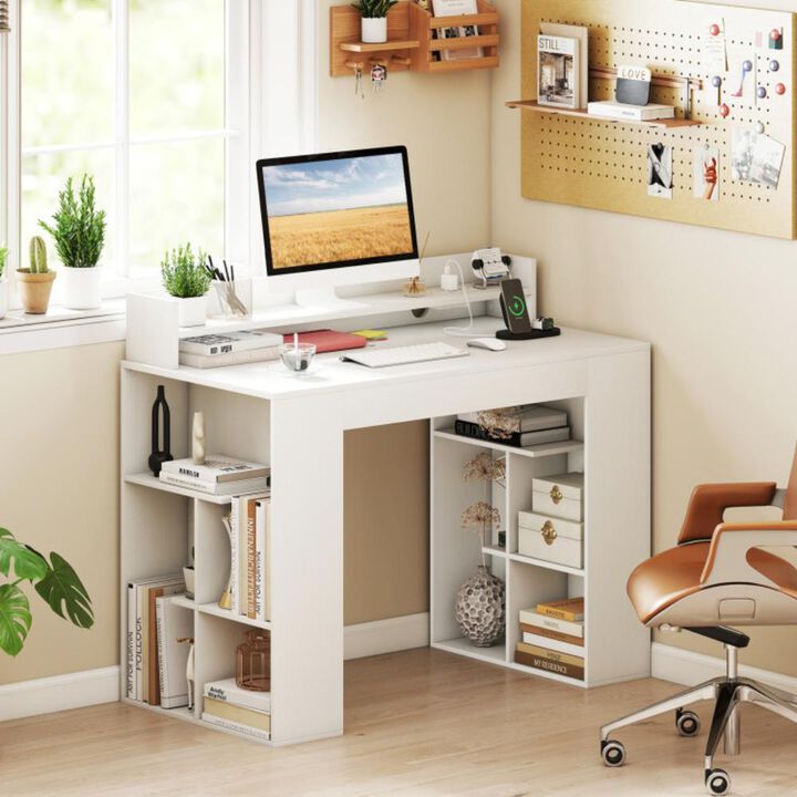 Hivvago 43 Inch Computer Desk with Power Outlets and 2 Bookcases