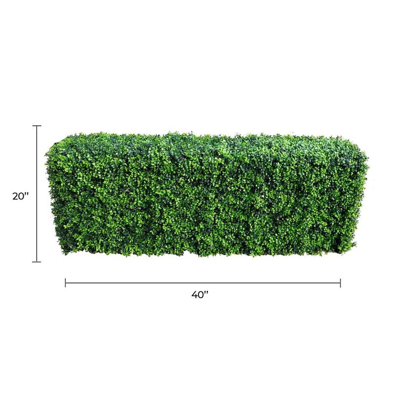 Premium Bright Long-leaf Artificial Boxwood Hedge 40"L x 20"H Commercial Grade UV Resistant image number 1