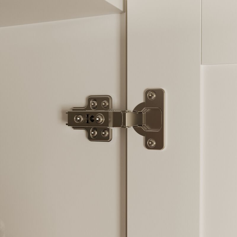 FUFU&GAGA Modern Kitchen Storage Sideboard with Tip-Drawer, Modular Cabinet Organizer, Black Metal Handles (30 in. W x 24.2 in. D x 64.6 in. H), White