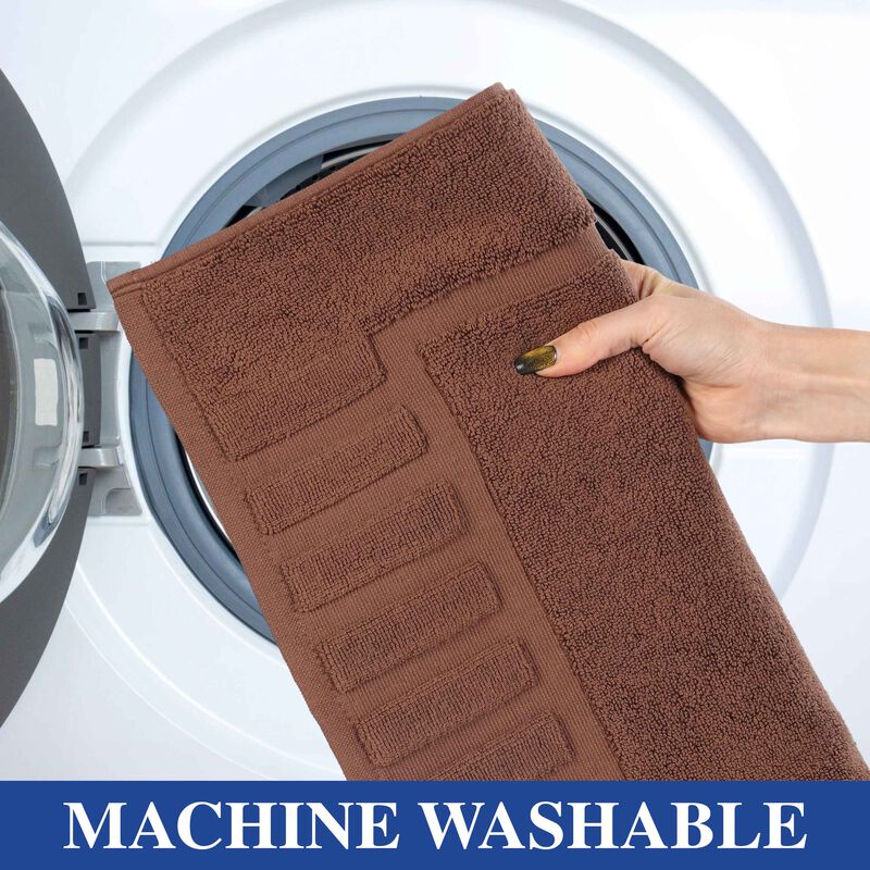 Modern Absorbent Cotton Bath Mat Set of 2 with Washable Fabric image number 3