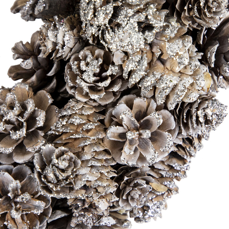 Frosted Assorted Pinecone Decorative Christmas Wreath  13.5-Inch  Unlit image number 2