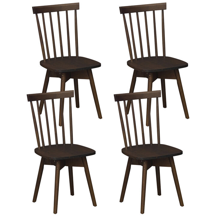 Set of 4 Swivel Dining Chairs with Rubberwood Frames for Kitchen