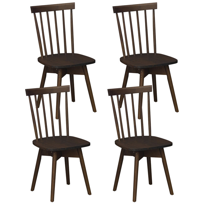 Set of 4 Swivel Dining Chairs with Rubberwood Frames for Kitchen image number 0