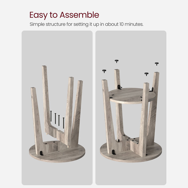 Minimalist Round End Table &ndash; Small Table with Lower Shelf for Sofa Side or Bedside Storage Needs