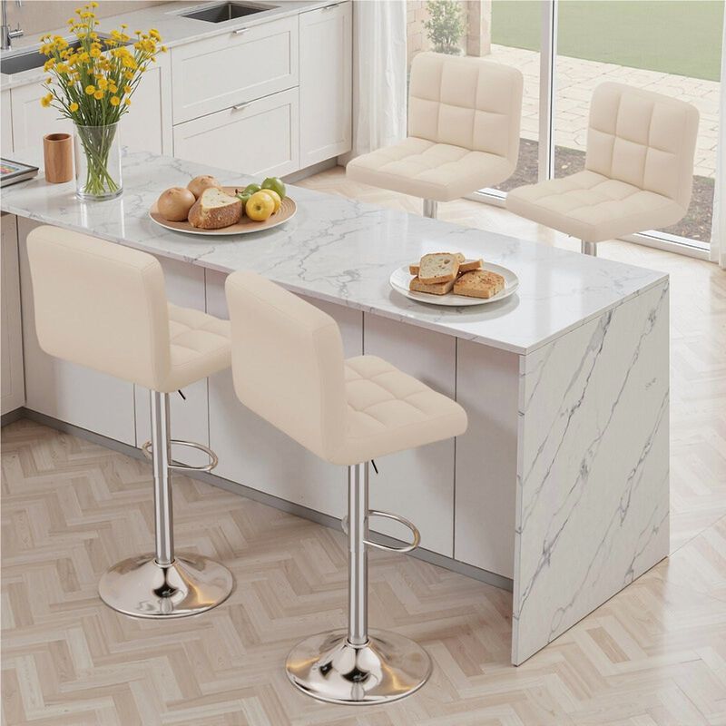 Leather Swivel Bar Stools Set of 2, Durable Adjustable Counter Height Stools with Thickened Backrest, Lightweight Iron Frame 360&deg; Kitchen Island Chairs image number 3