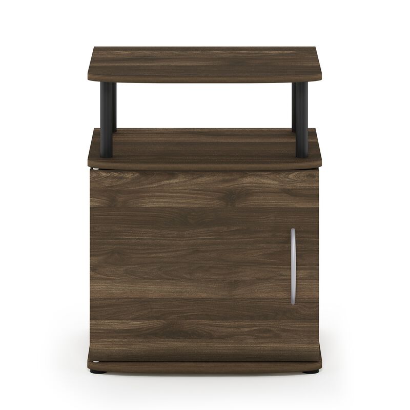 Furinno JAYA End Side Sofa Table/Nightstand with Door, 1-Pack, Columbia Walnut/Black
