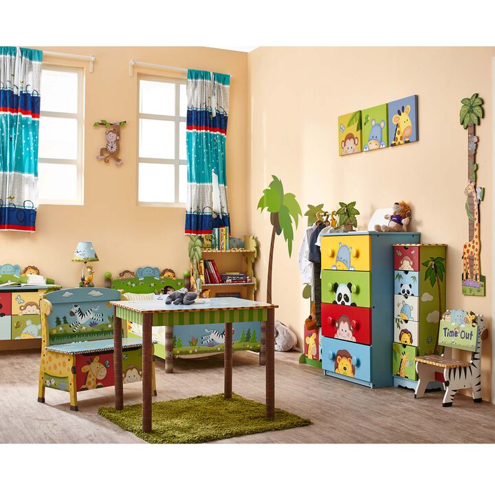 Sunny Safari Painted Night Stand with 2 Drawers, Multi