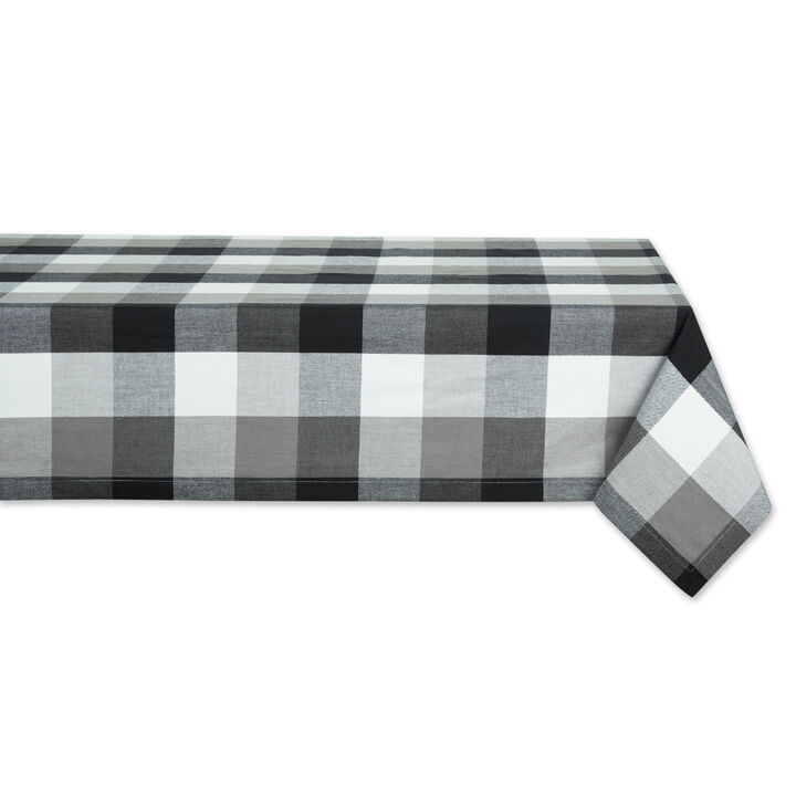 52" White and Black Checkered Square Tablecloth